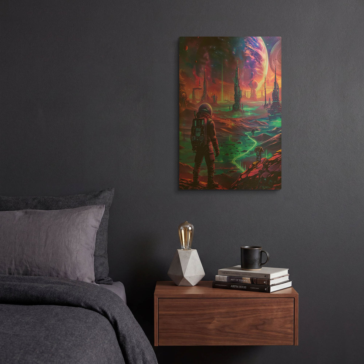 'Neon Space 1' By Momart Gold Metal Wall Art