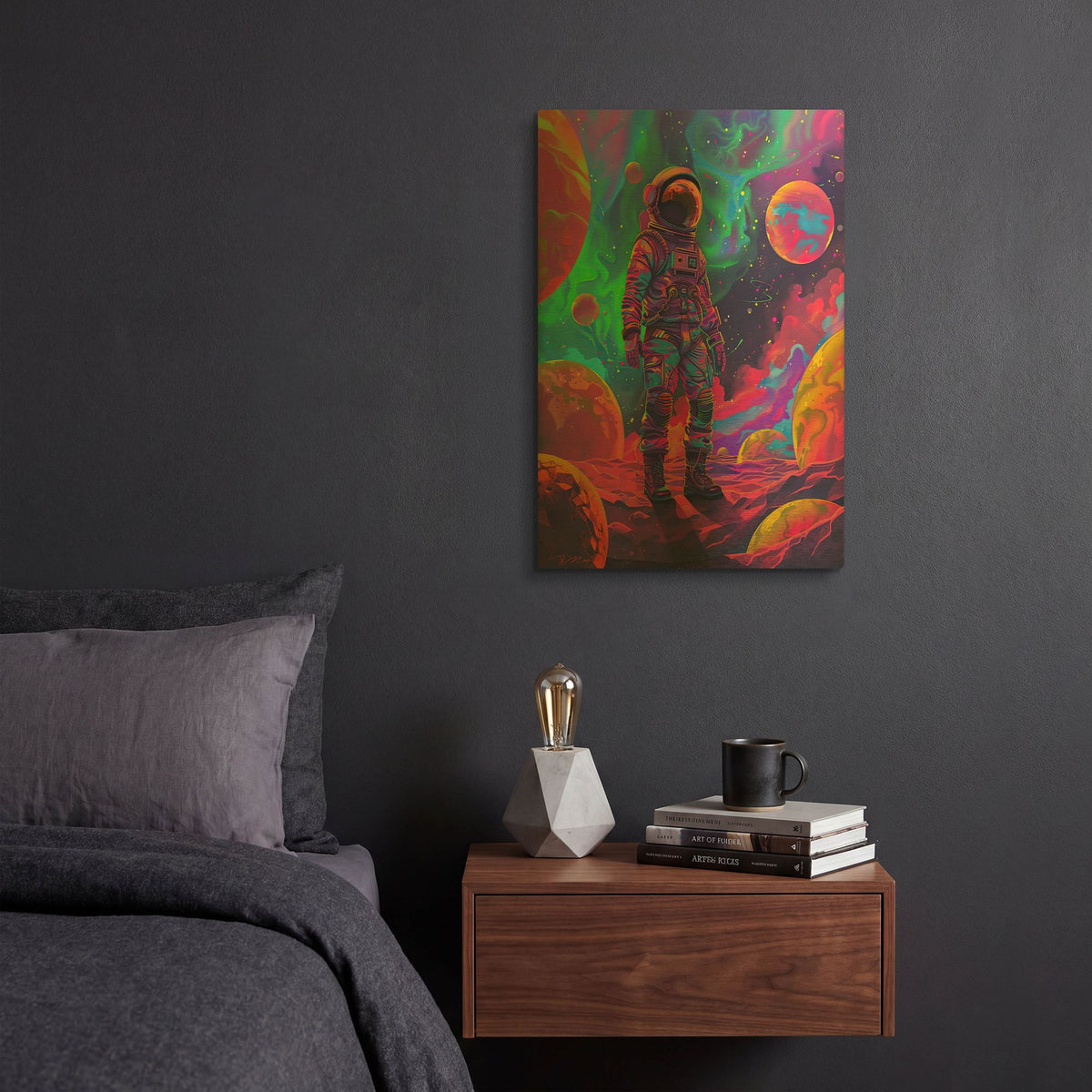 'Neon Space 2' By Momart Gold Metal Wall Art