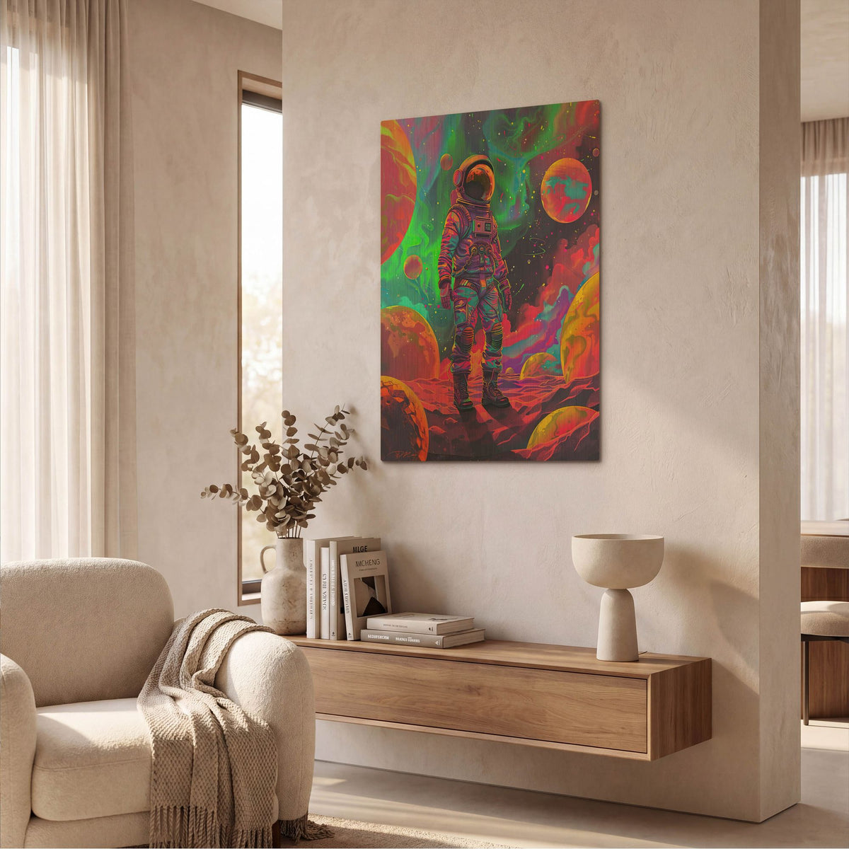 'Neon Space 2' By Momart Gold Metal Wall Art