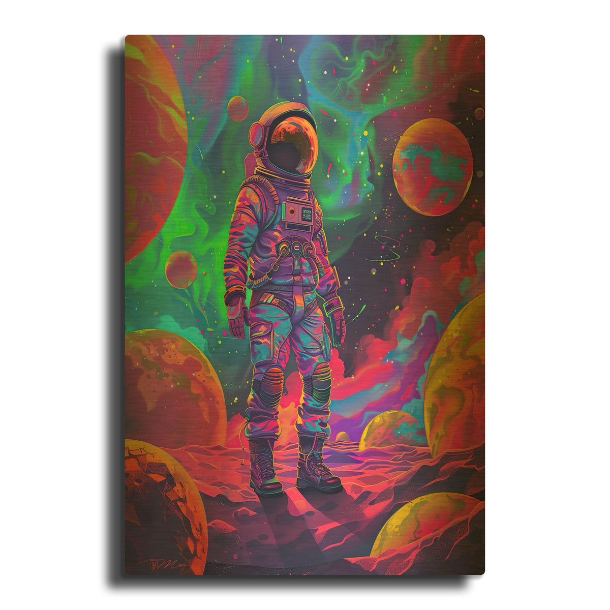 'Neon Space 2' By Momart Gold Metal Wall Art