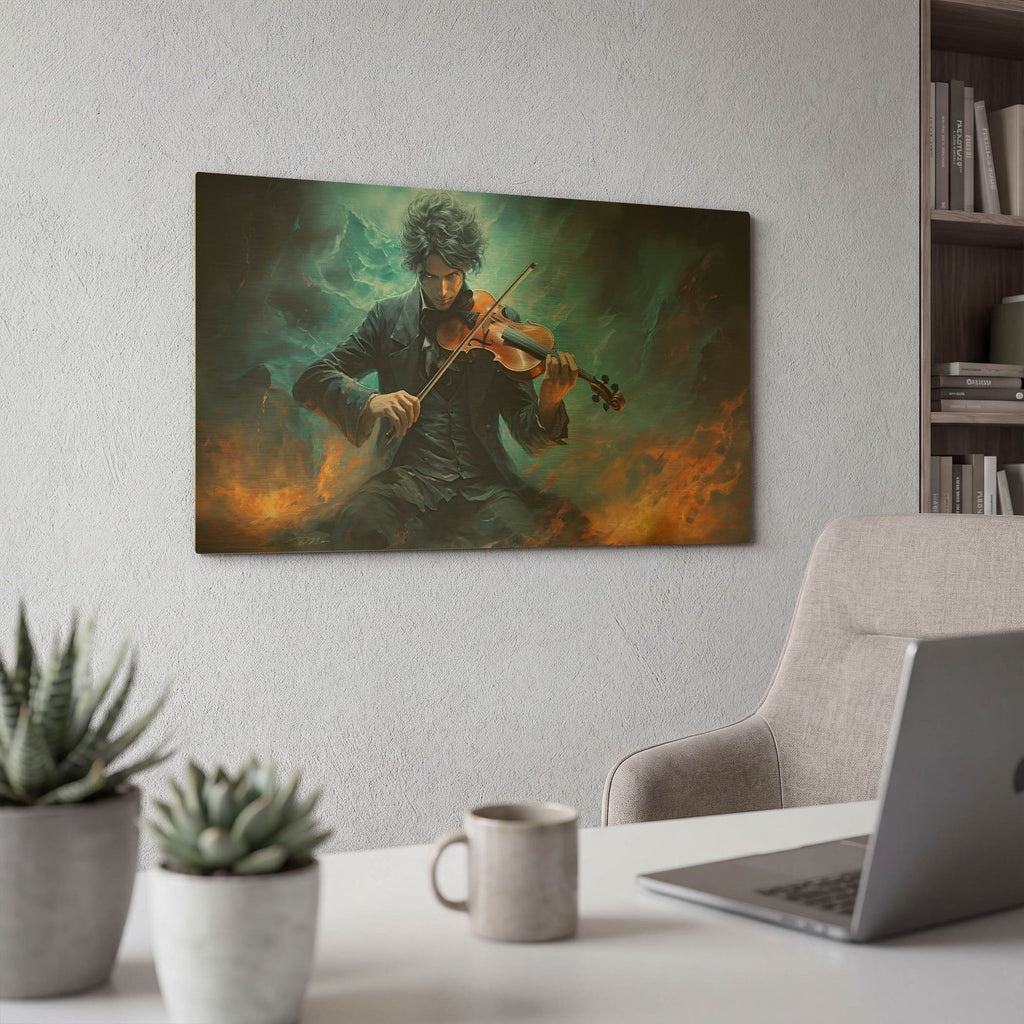 'Nicolo Paganini The Violinist Of The Devil' By Momart Gold Metal Wall Art