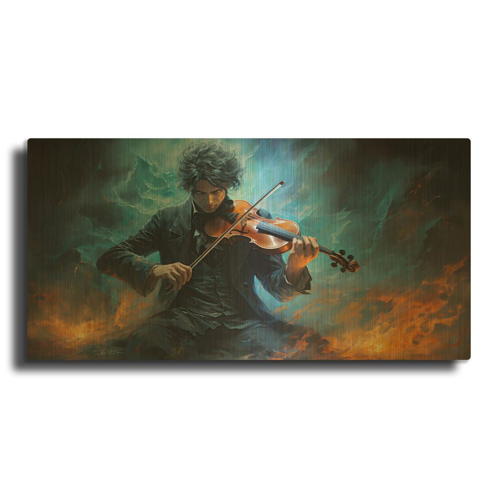 'Nicolo Paganini The Violinist Of The Devil' By Momart Gold Metal Wall Art