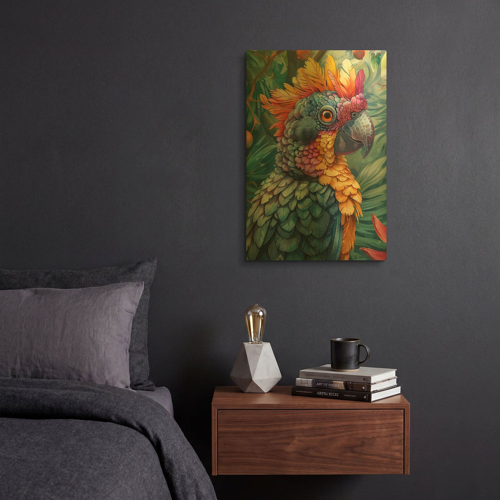 'Parrot In Multicolor' By Momart Gold Metal Wall Art