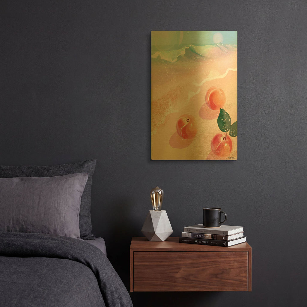 'Peaches On The Beach' By Momart Gold Metal Wall Art