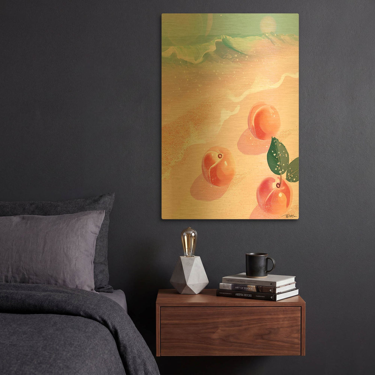 'Peaches On The Beach' By Momart Gold Metal Wall Art
