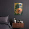 'Pink And Blue Peony' By Momart Gold Metal Wall Art