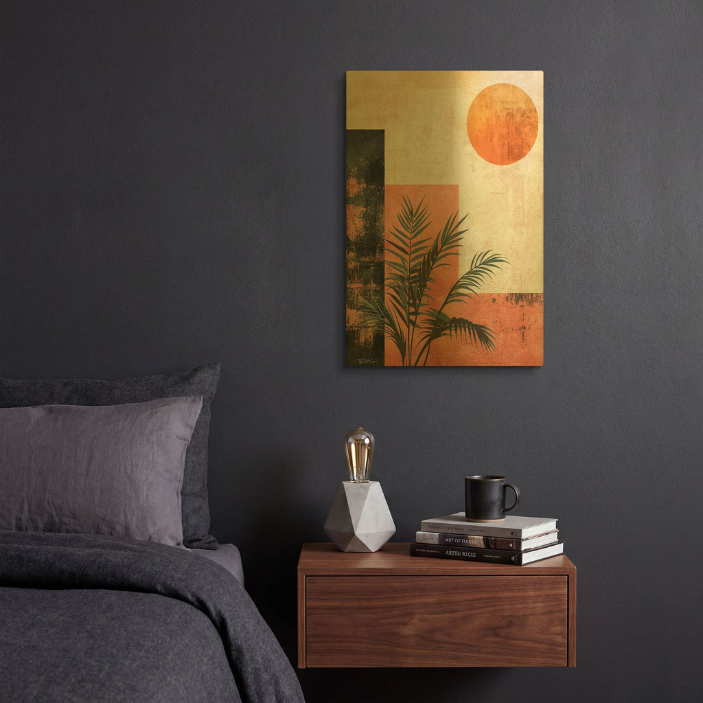 'Pink Midcentury Original Exclusive Geometric Moon And Sun 2' By Momart Gold Metal Wall Art