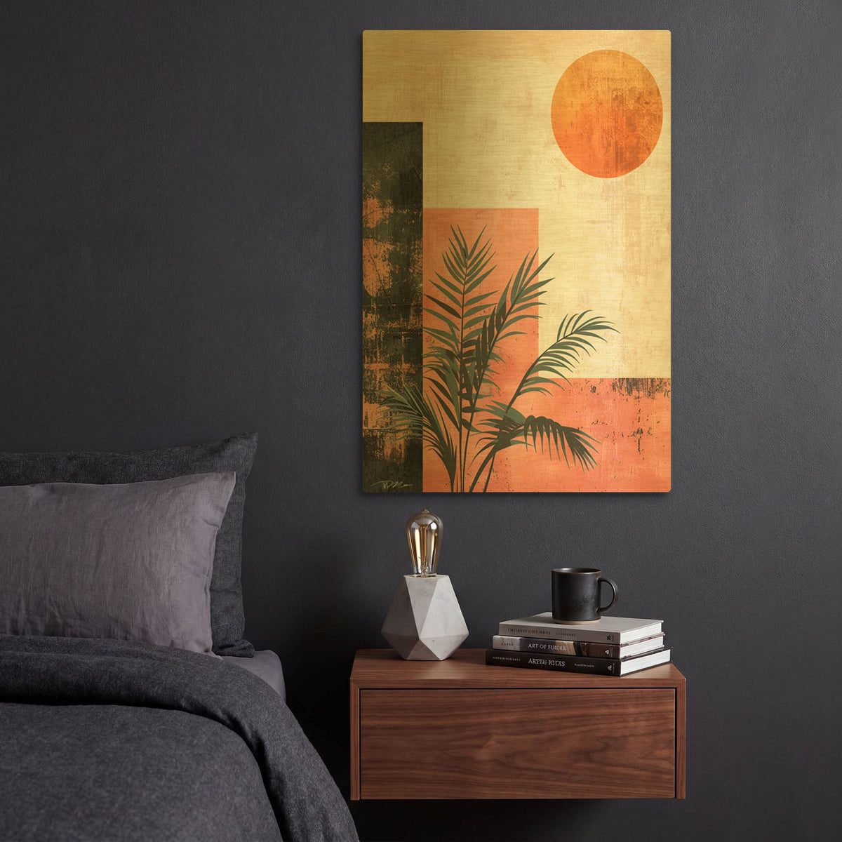 'Pink Midcentury Original Exclusive Geometric Moon And Sun 2' By Momart Gold Metal Wall Art