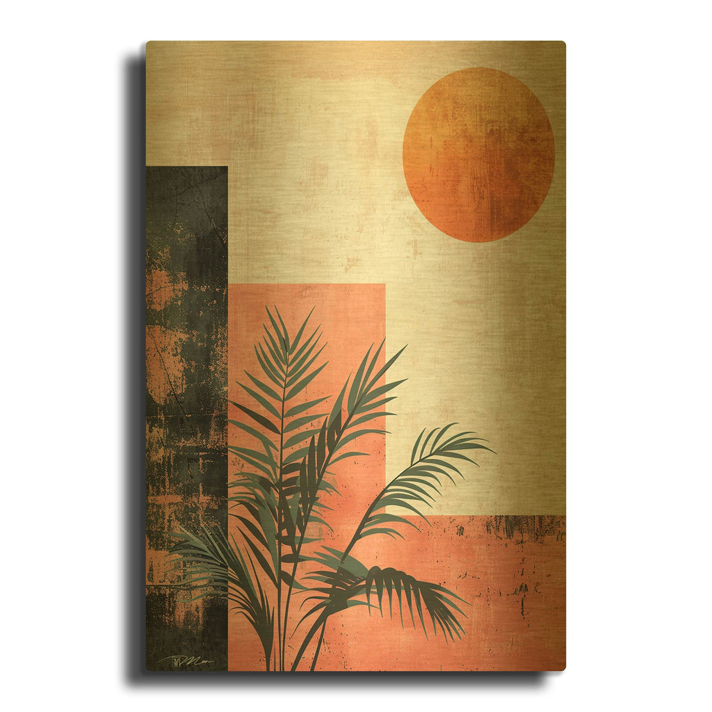 'Pink Midcentury Original Exclusive Geometric Moon And Sun 2' By Momart Gold Metal Wall Art