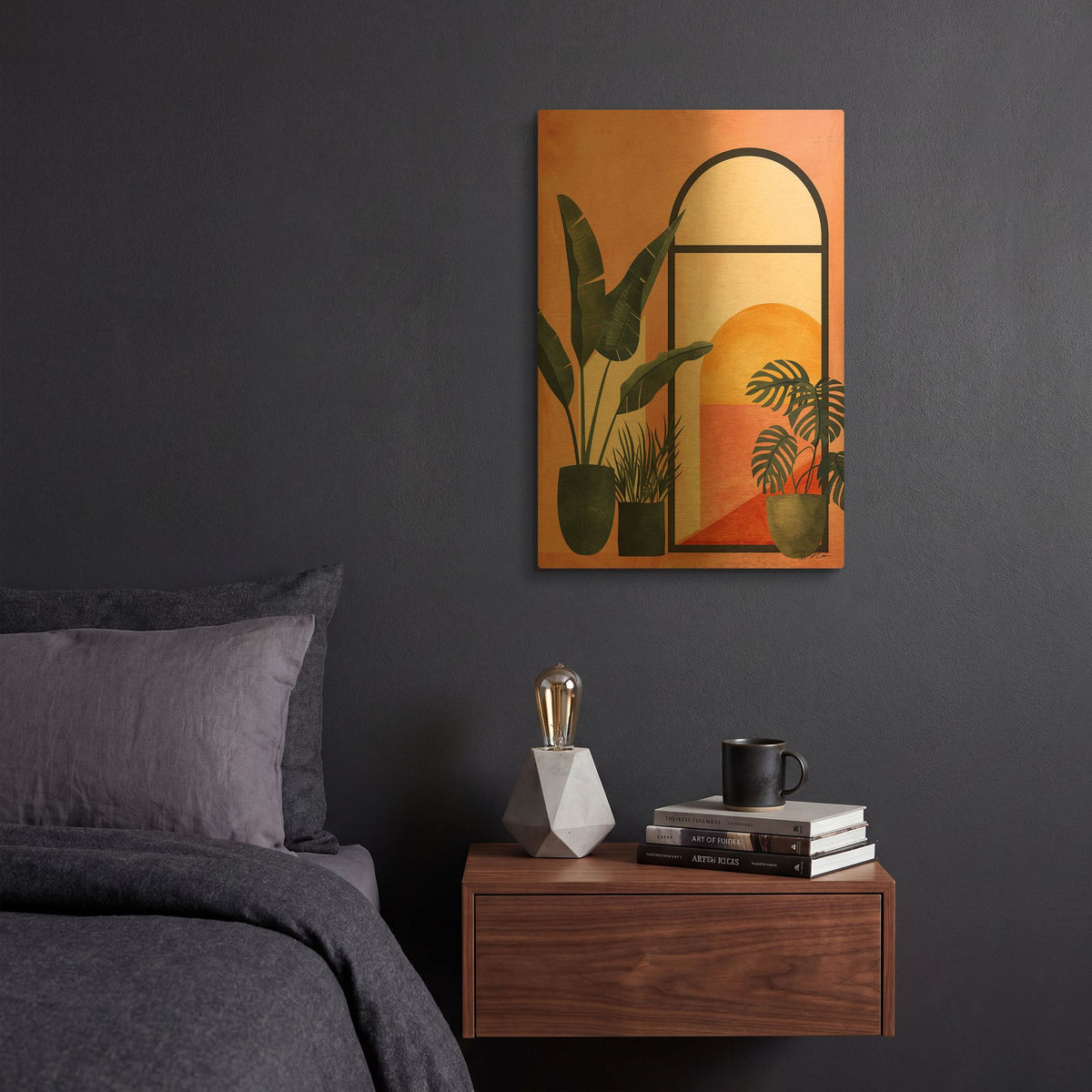 'Pink Midcentury Original Exclusive Geometric Moon And Sun 3' By Momart Gold Metal Wall Art