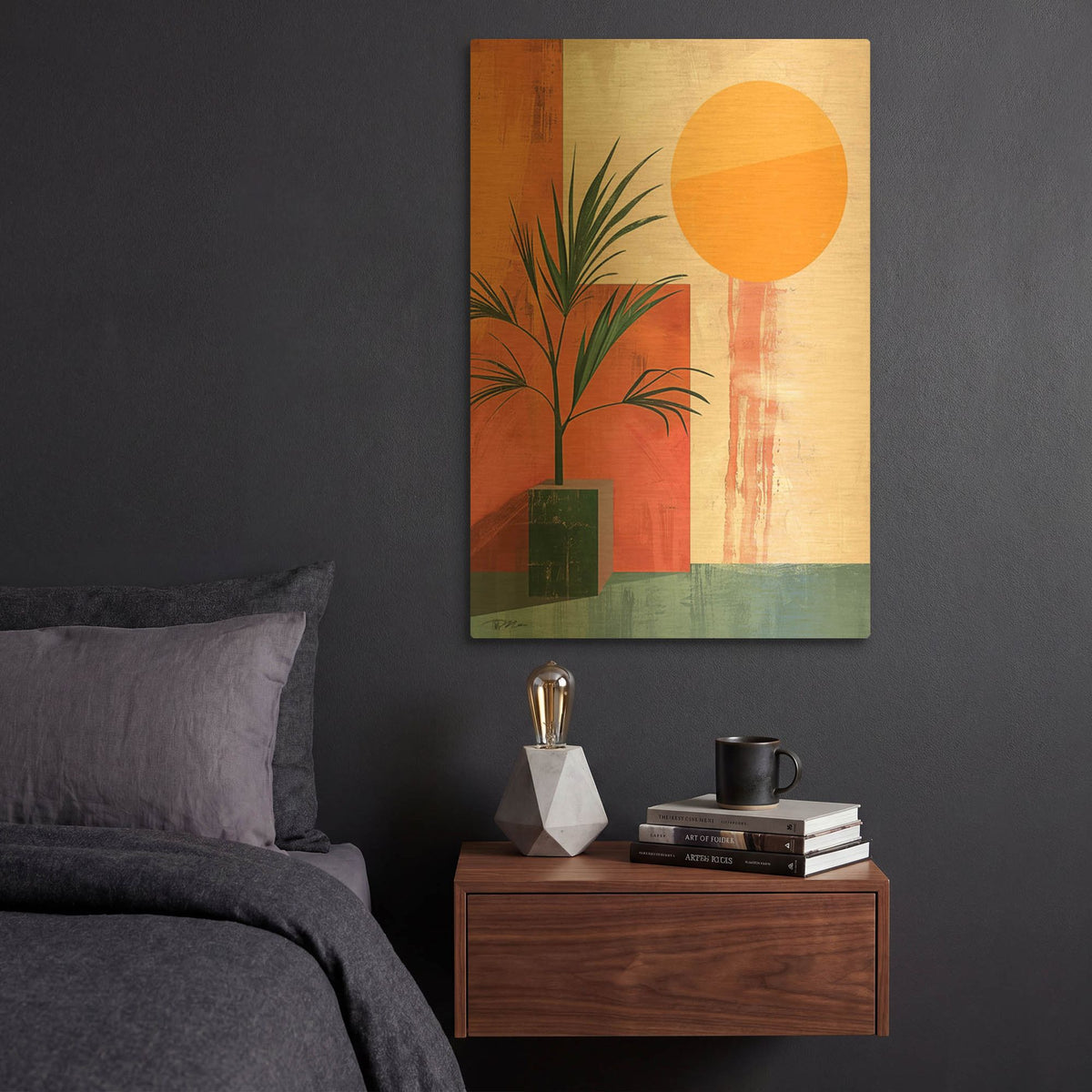 'Pink Midcentury Original Exclusive Geometric Moon And Sun 5' By Momart Gold Metal Wall Art