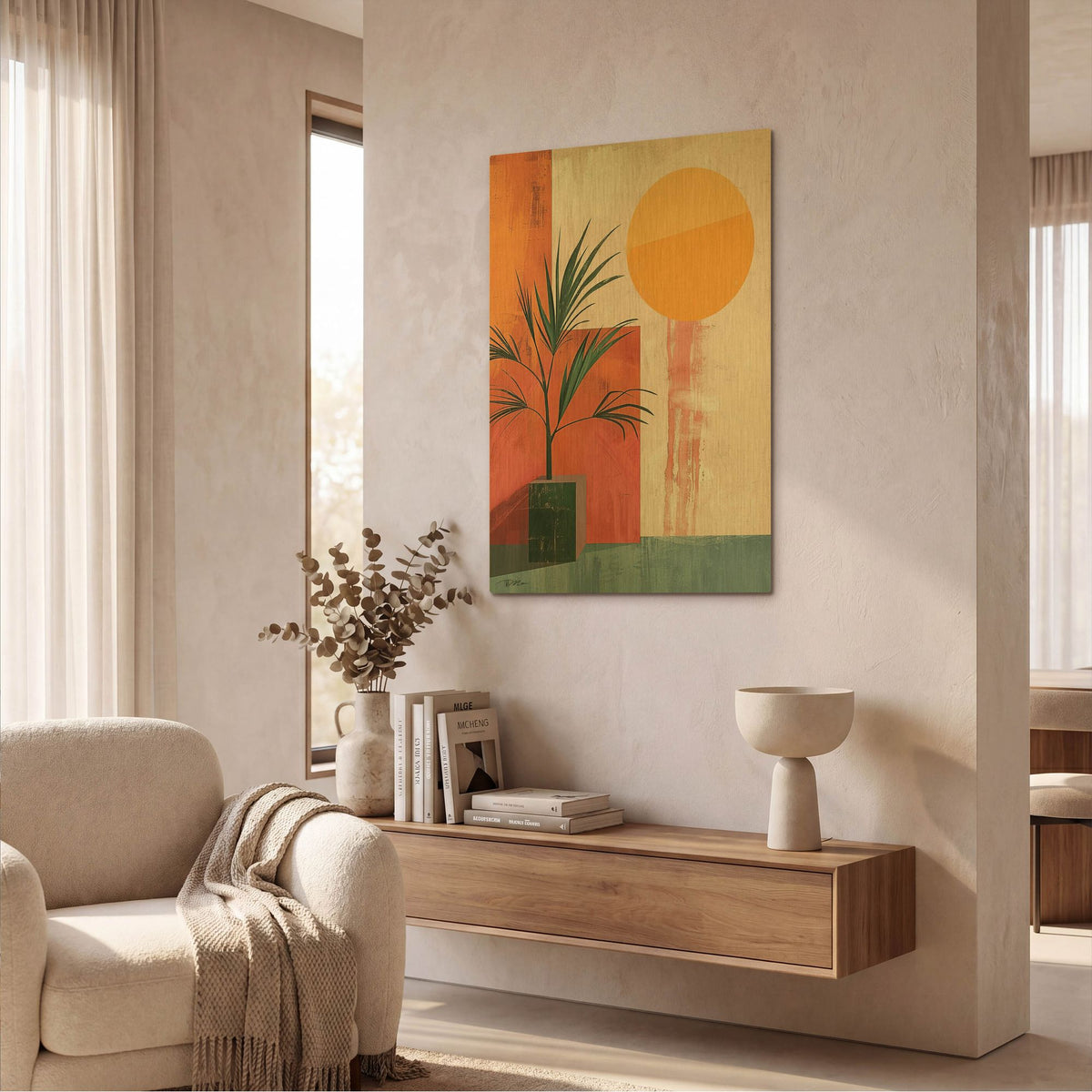 'Pink Midcentury Original Exclusive Geometric Moon And Sun 5' By Momart Gold Metal Wall Art