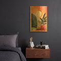 'Pink Midcentury Original Exclusive Geometric Moon And Sun 6' By Momart Gold Metal Wall Art