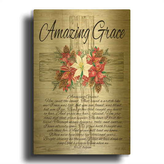 'Amazing Grace Christmas Cross' By Cindy Jacobs Gold Metal Wall Art