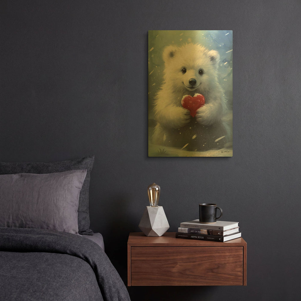 'Polar Bear With A Heart' By Momart Gold Metal Wall Art