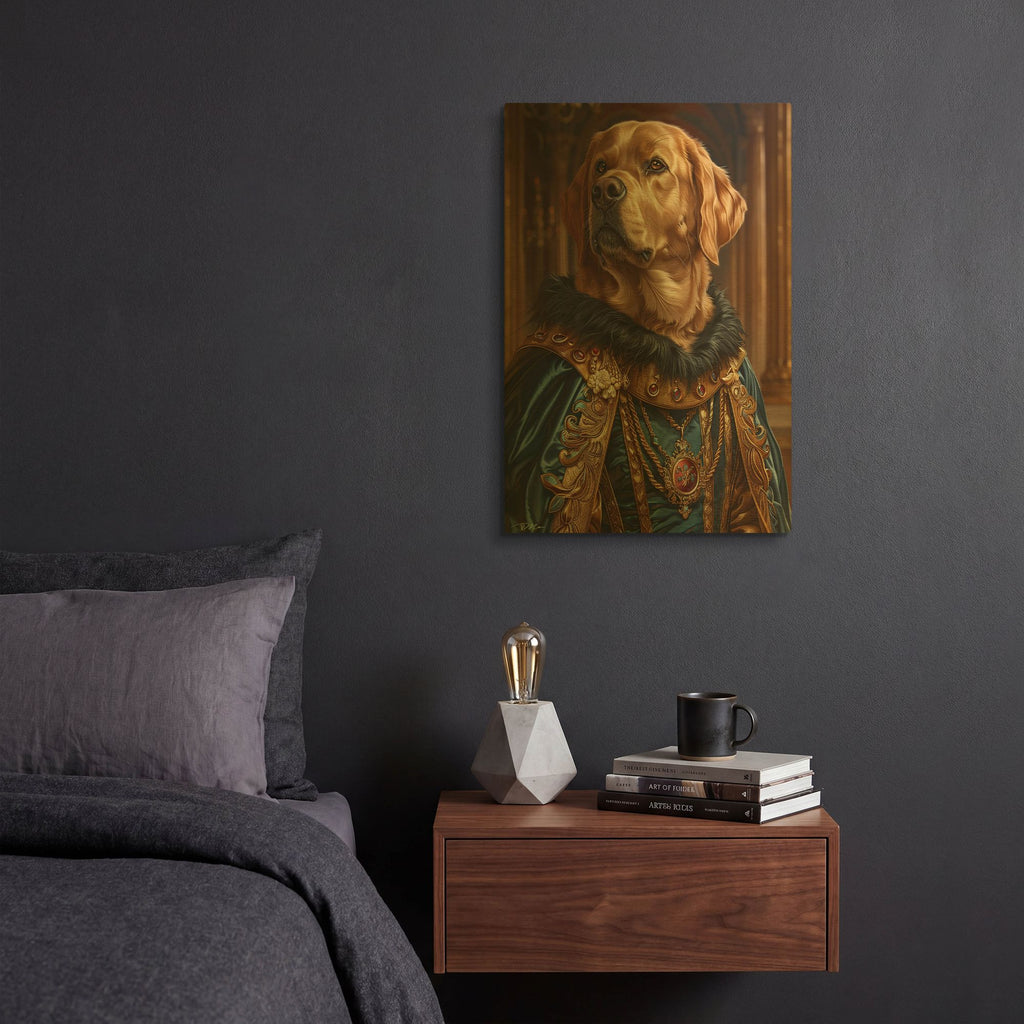 'Portrait Labrador Duke' By Momart Gold Metal Wall Art