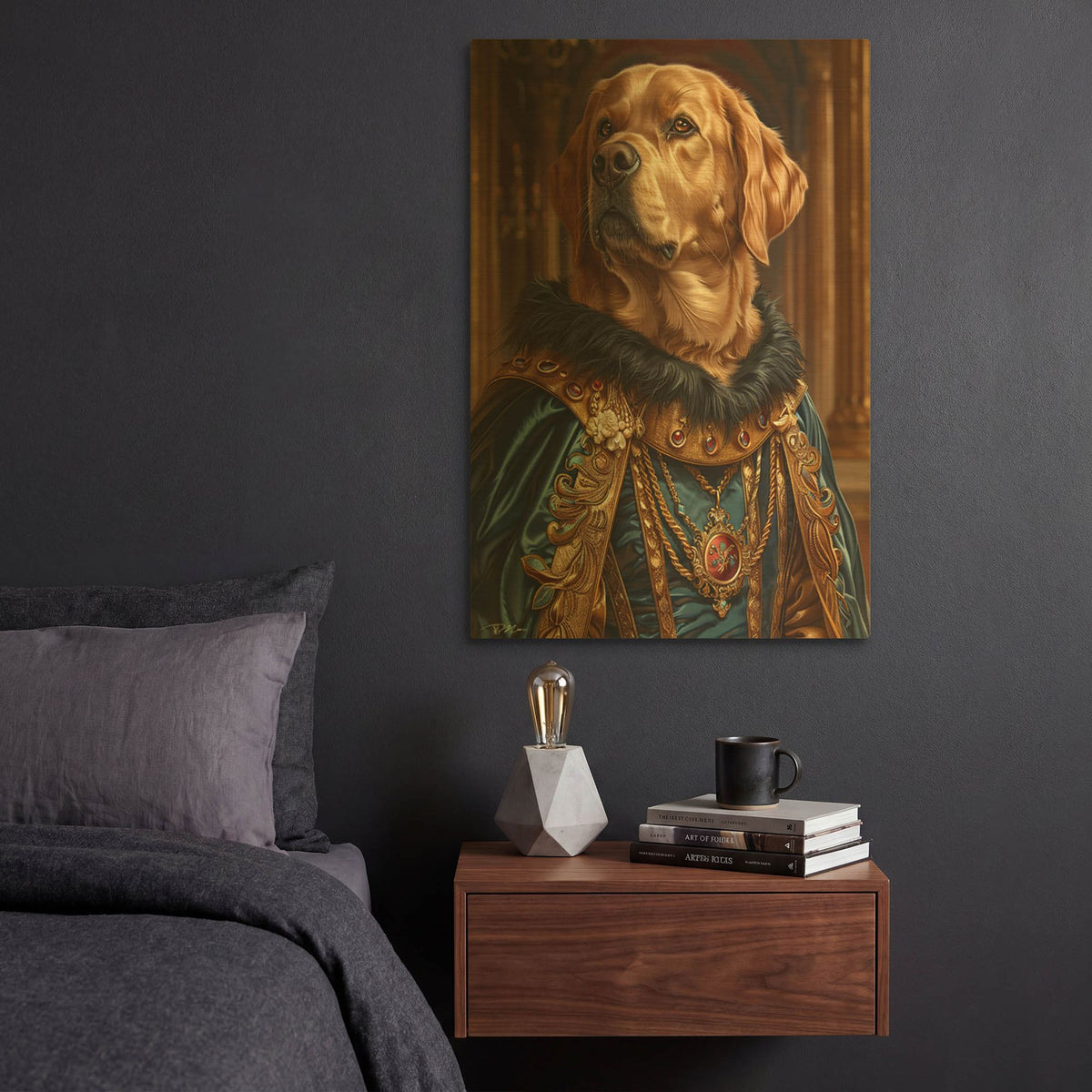 'Portrait Labrador Duke' By Momart Gold Metal Wall Art