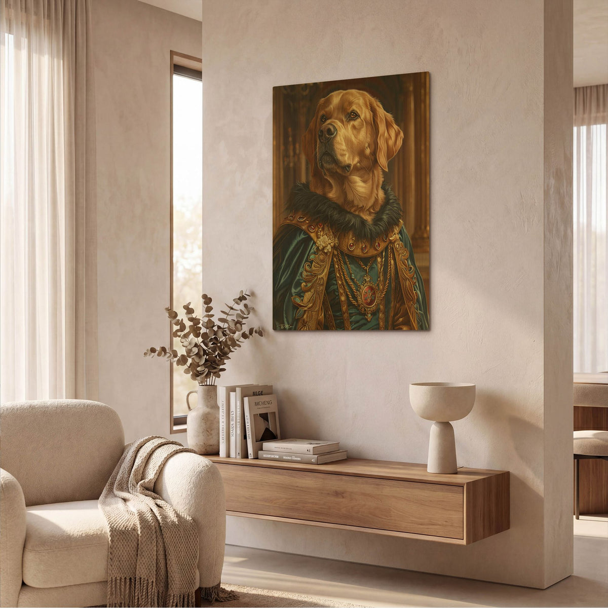 'Portrait Labrador Duke' By Momart Gold Metal Wall Art