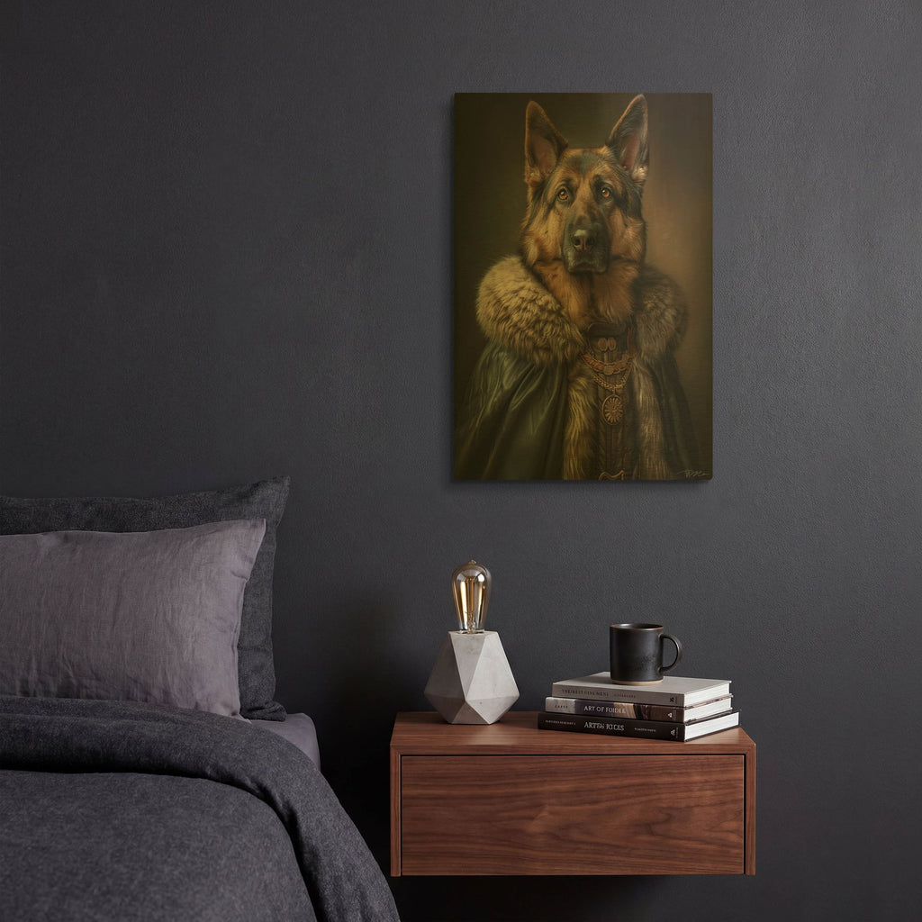 'Portrait Noble German Shepherd' By Momart Gold Metal Wall Art