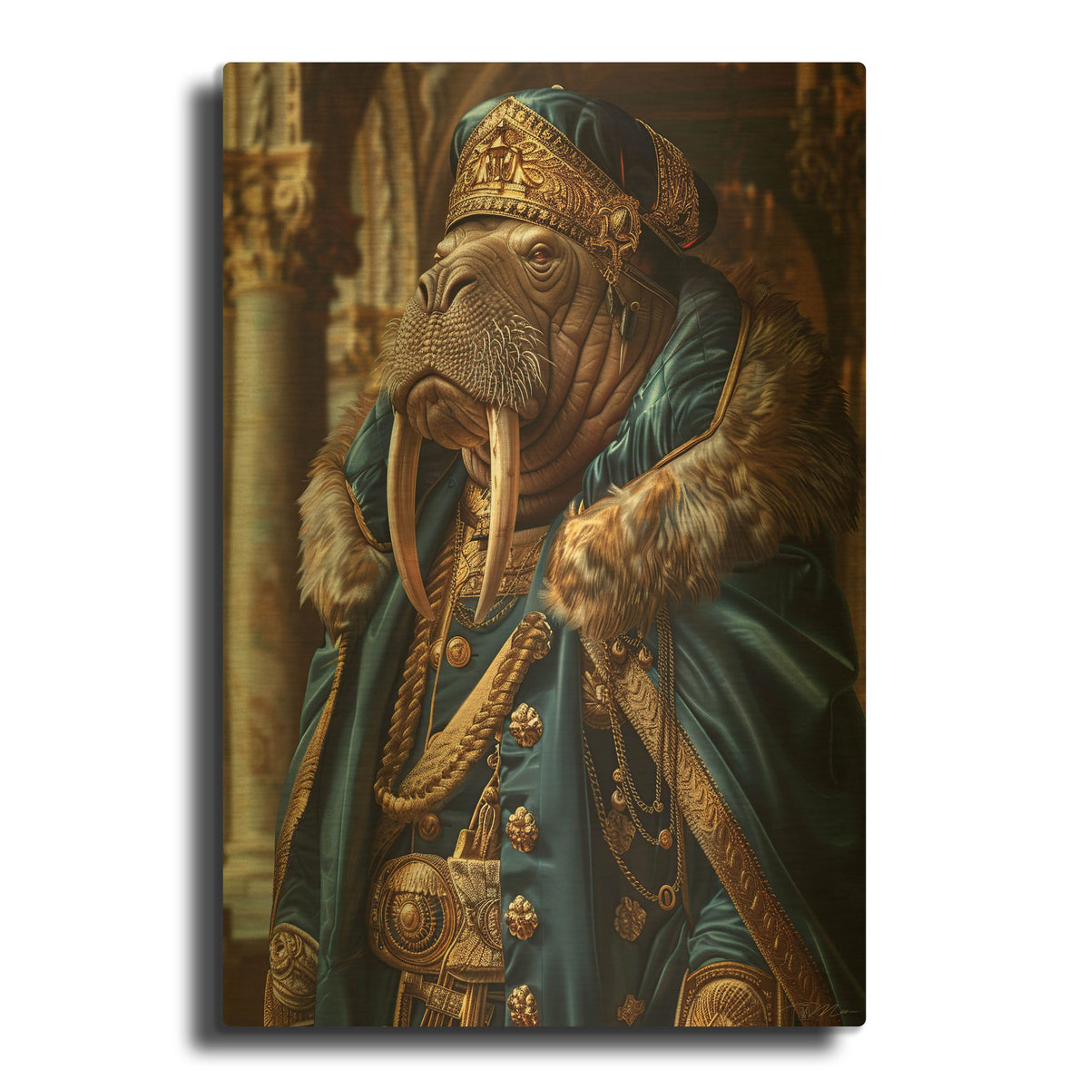 'Portrait Of Commodore Walrus' By Momart Gold Metal Wall Art