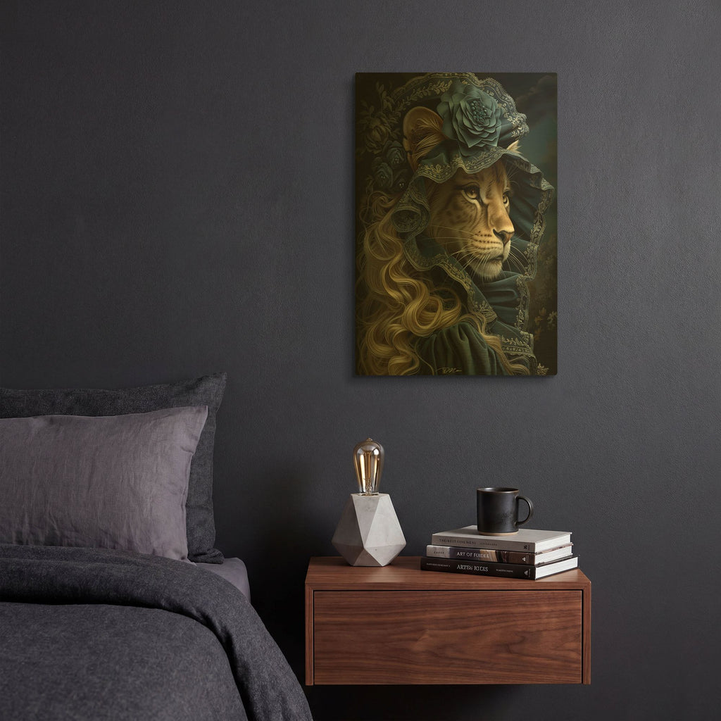'Portrait Of Noble Lioness' By Momart Gold Metal Wall Art