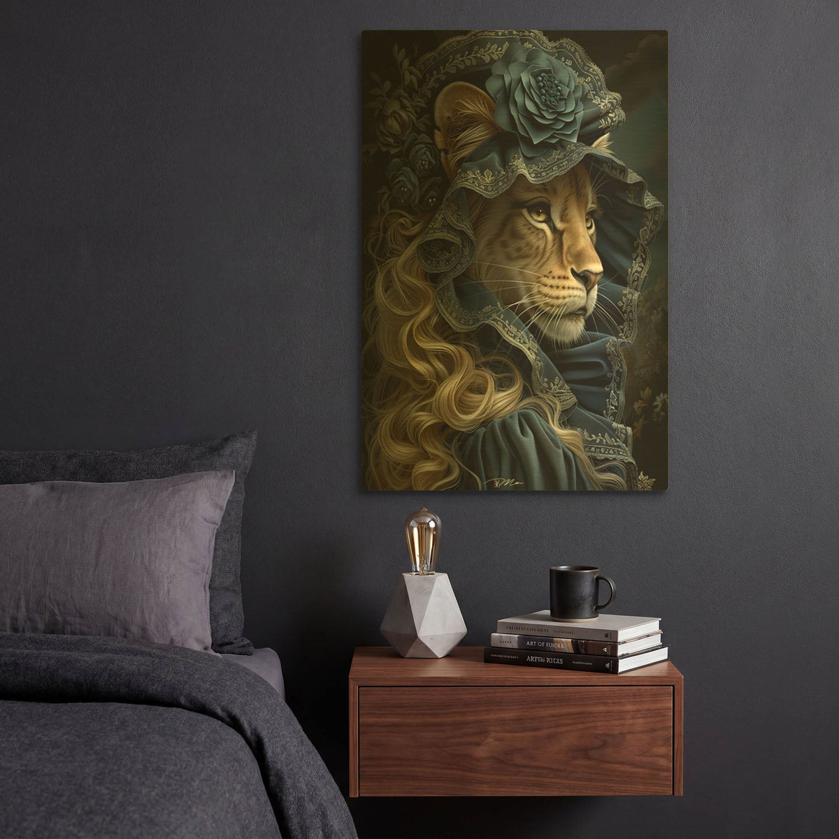 'Portrait Of Noble Lioness' By Momart Gold Metal Wall Art