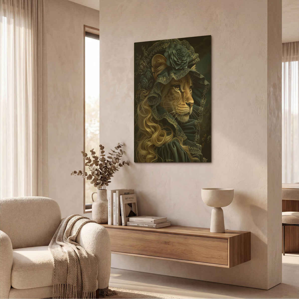 'Portrait Of Noble Lioness' By Momart Gold Metal Wall Art