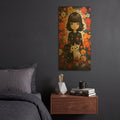 'Portrait Women And Animals 6' By Momart Gold Metal Wall Art