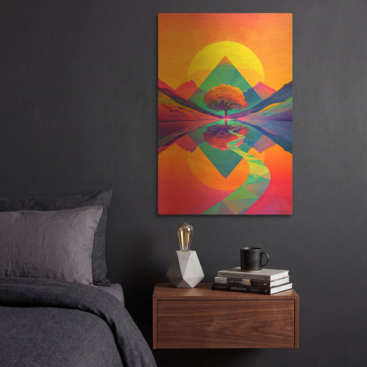 'Psychedelic Geometric Nature 4' By Momart Gold Metal Wall Art