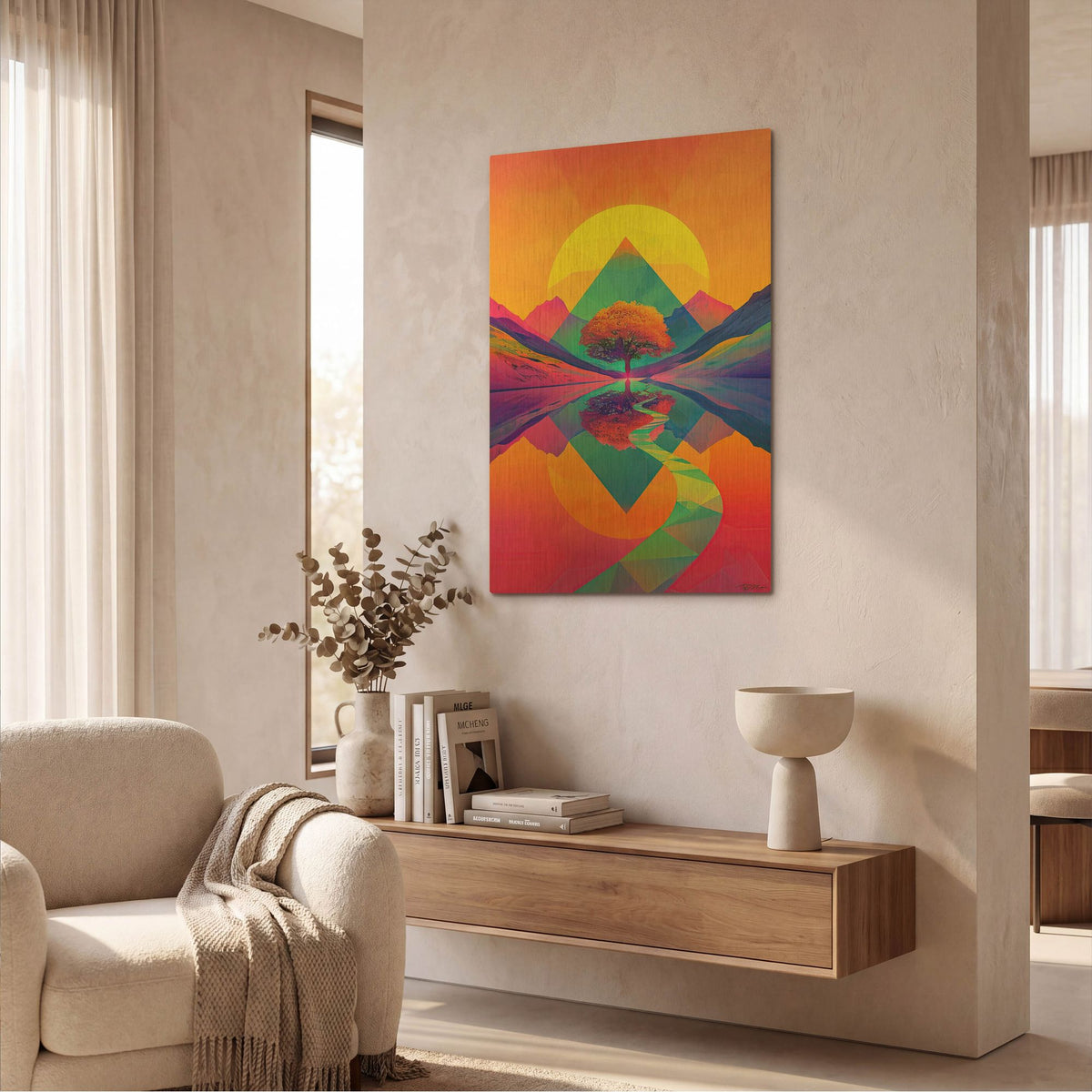 'Psychedelic Geometric Nature 4' By Momart Gold Metal Wall Art