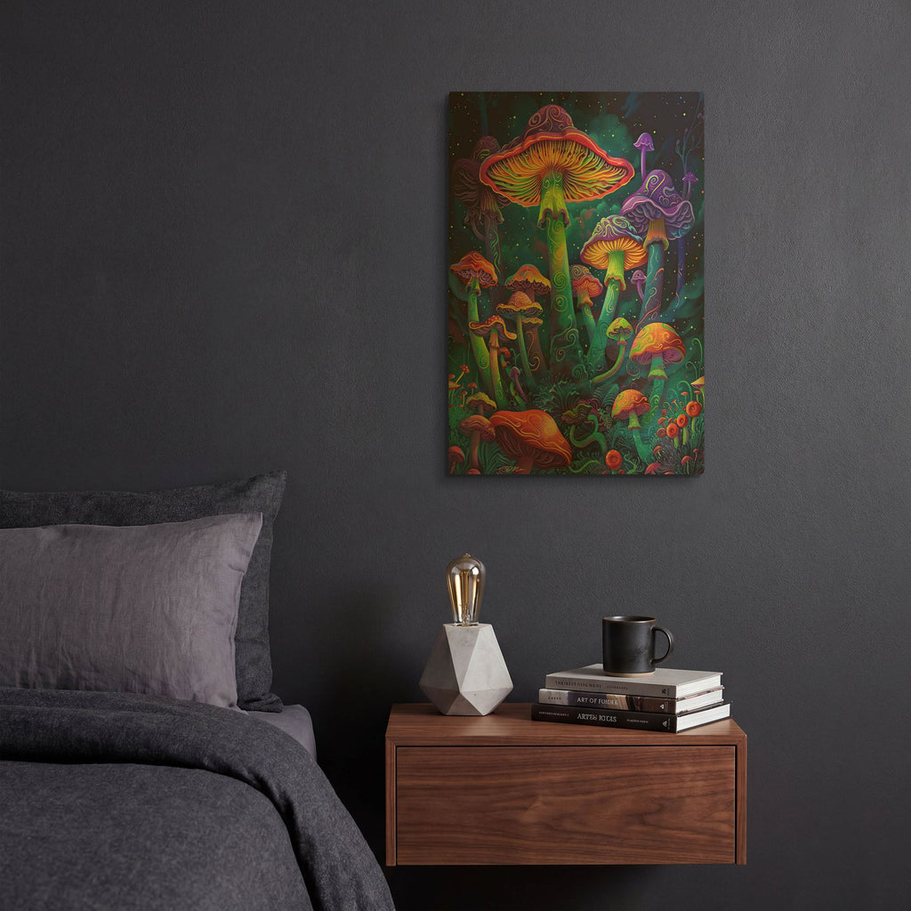 'Psychedelic Mushrooms' By Momart Gold Metal Wall Art