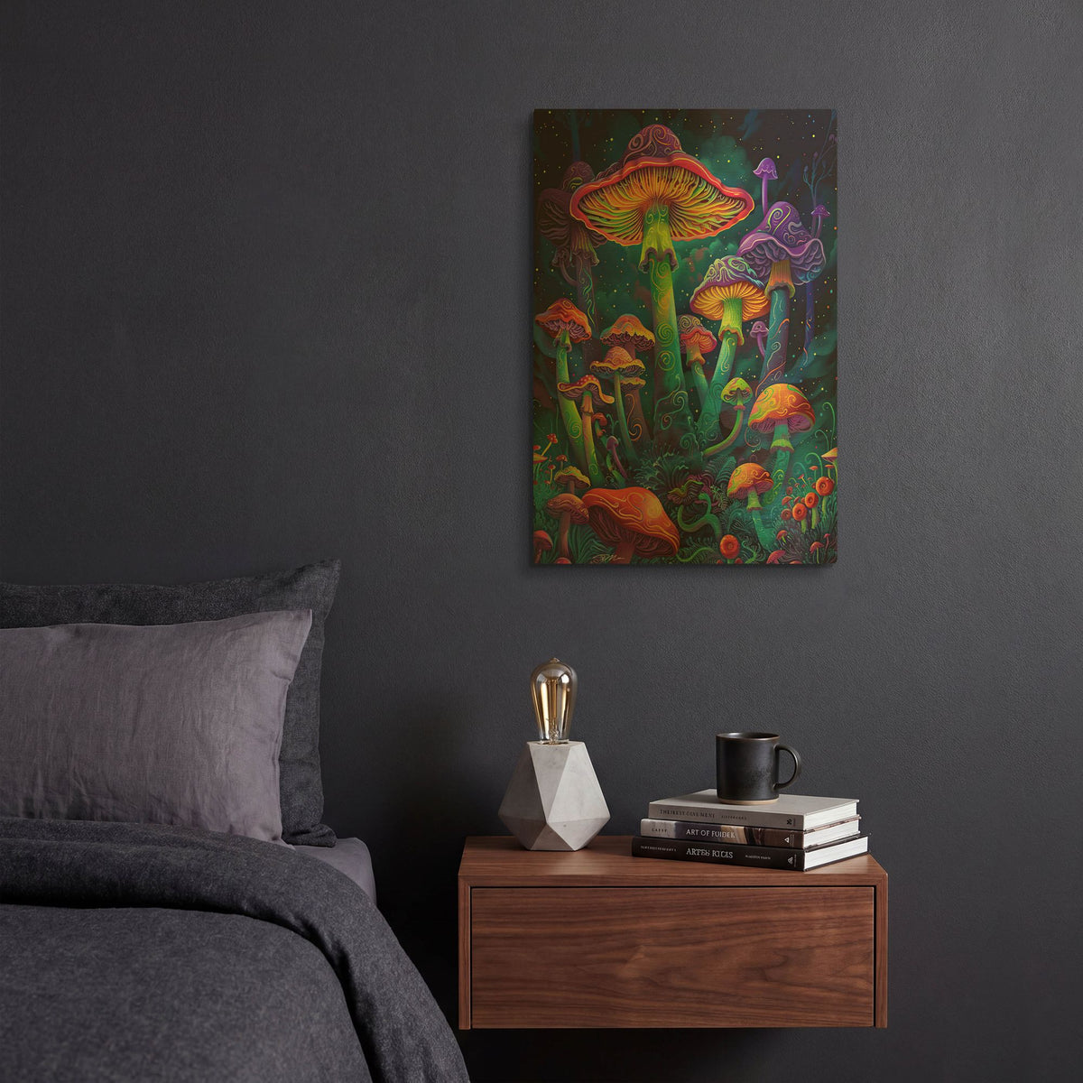 'Psychedelic Mushrooms' By Momart Gold Metal Wall Art