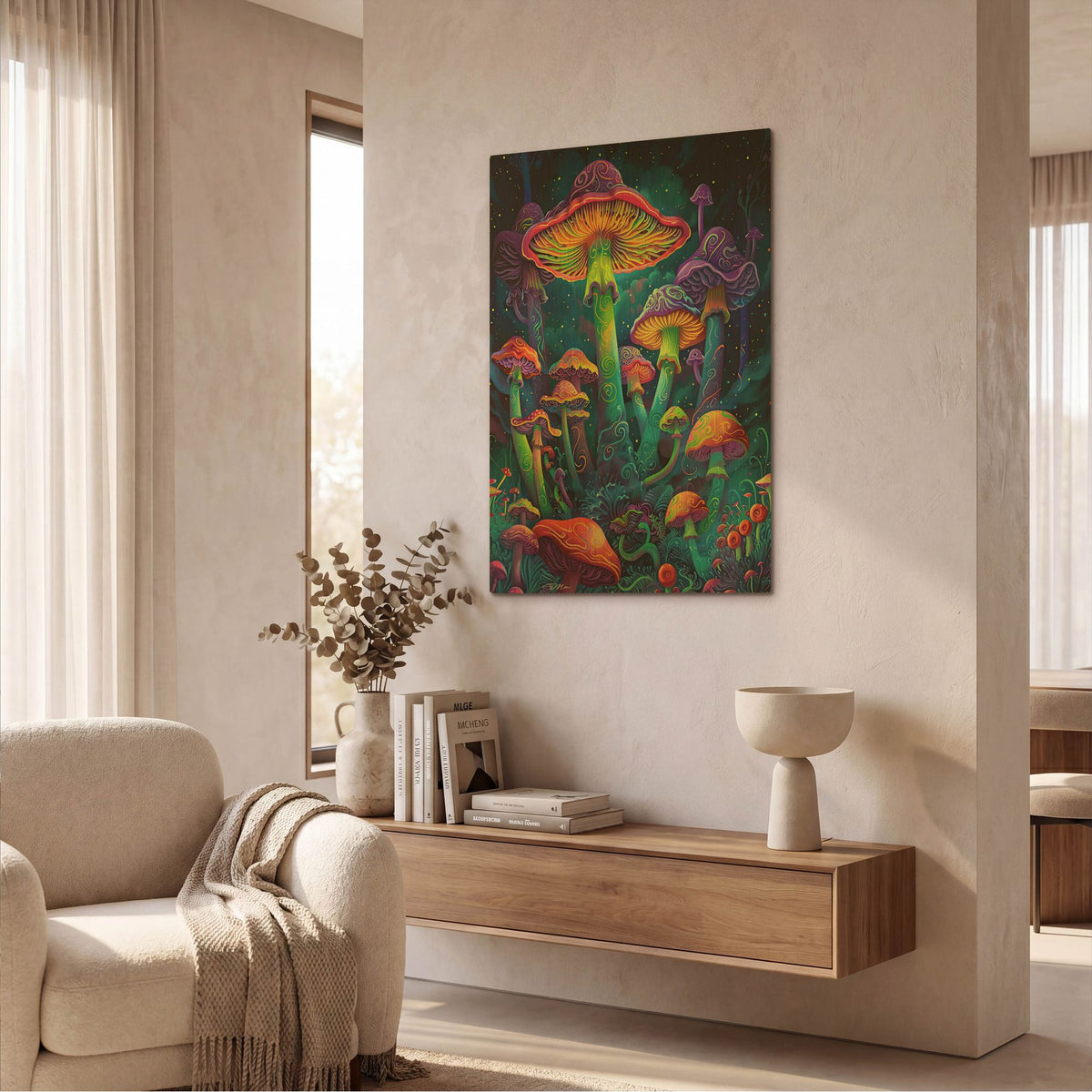 'Psychedelic Mushrooms' By Momart Gold Metal Wall Art