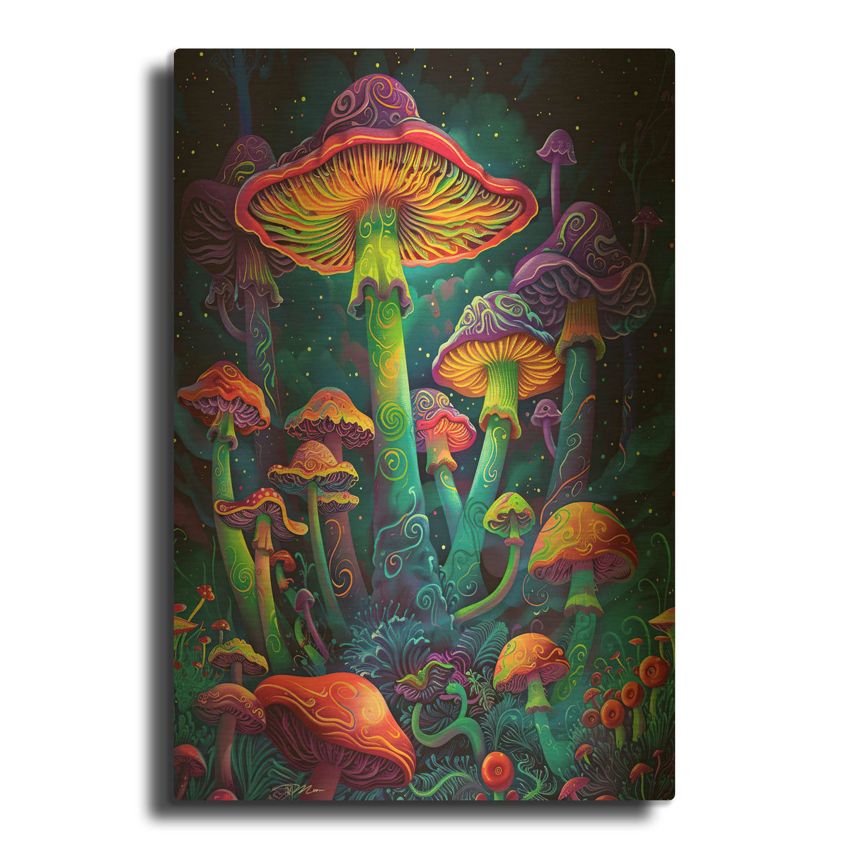 'Psychedelic Mushrooms' By Momart Gold Metal Wall Art