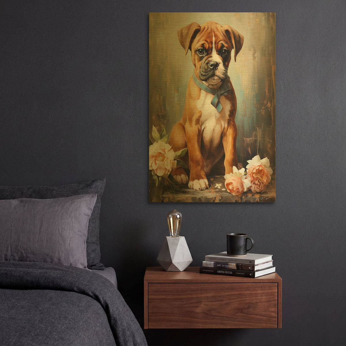 'Puppy Of Boxer Dog' By Momart Gold Metal Wall Art