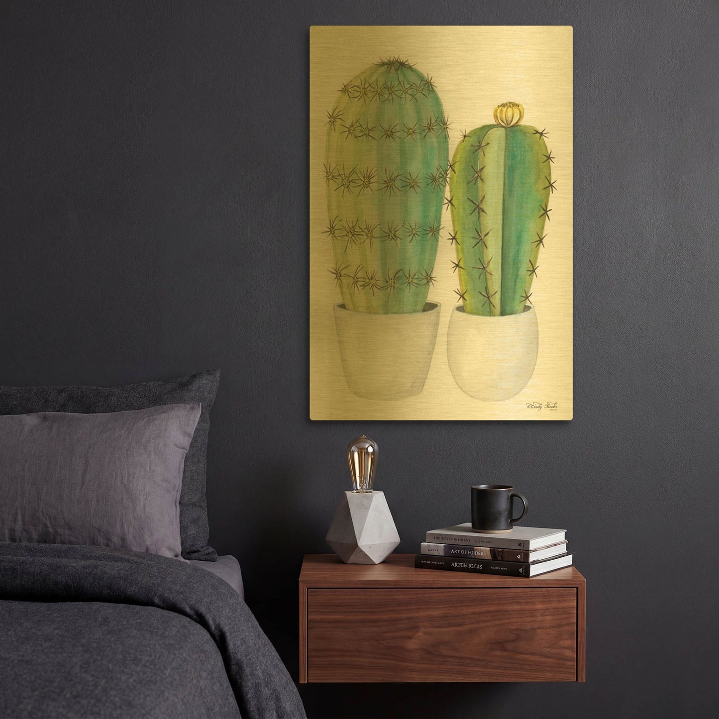 'Cactus Love' By Cindy Jacobs Gold Metal Wall Art