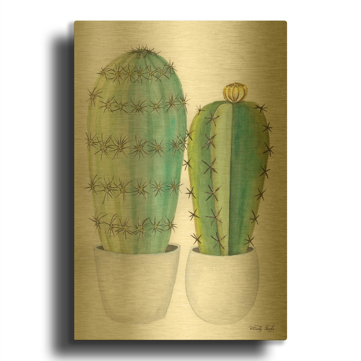 'Cactus Love' By Cindy Jacobs Gold Metal Wall Art