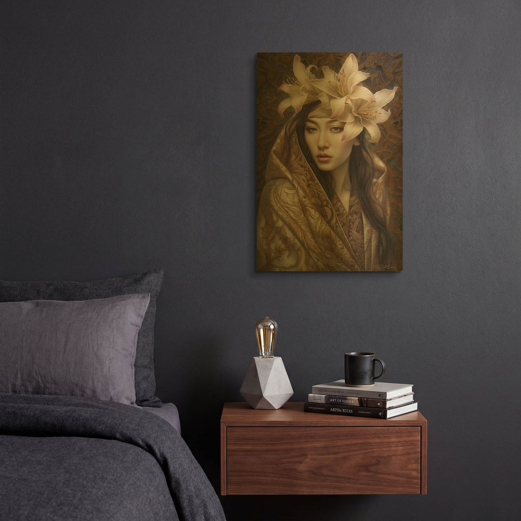 'Queen Of Flowers 2' By Momart Gold Metal Wall Art