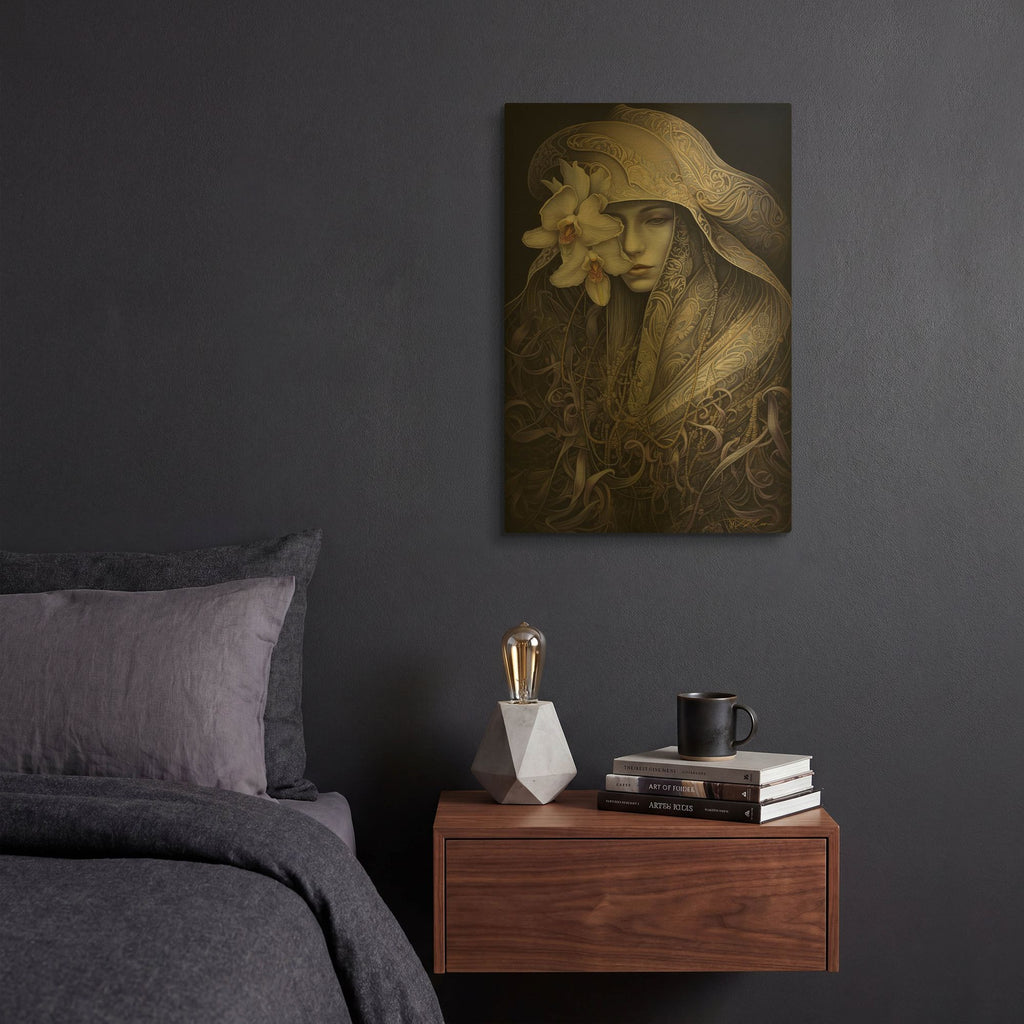 'Queen Of Flowers 4' By Momart Gold Metal Wall Art