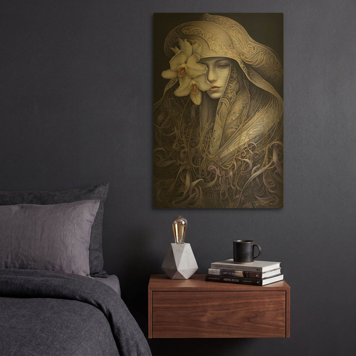 'Queen Of Flowers 4' By Momart Gold Metal Wall Art