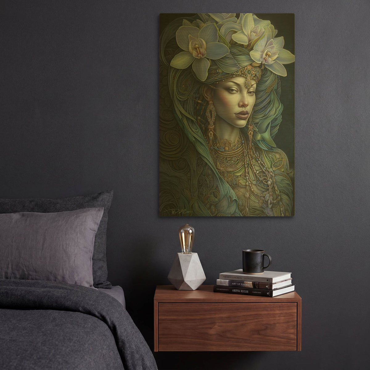 'Queen Of Flowers 5' By Momart Gold Metal Wall Art