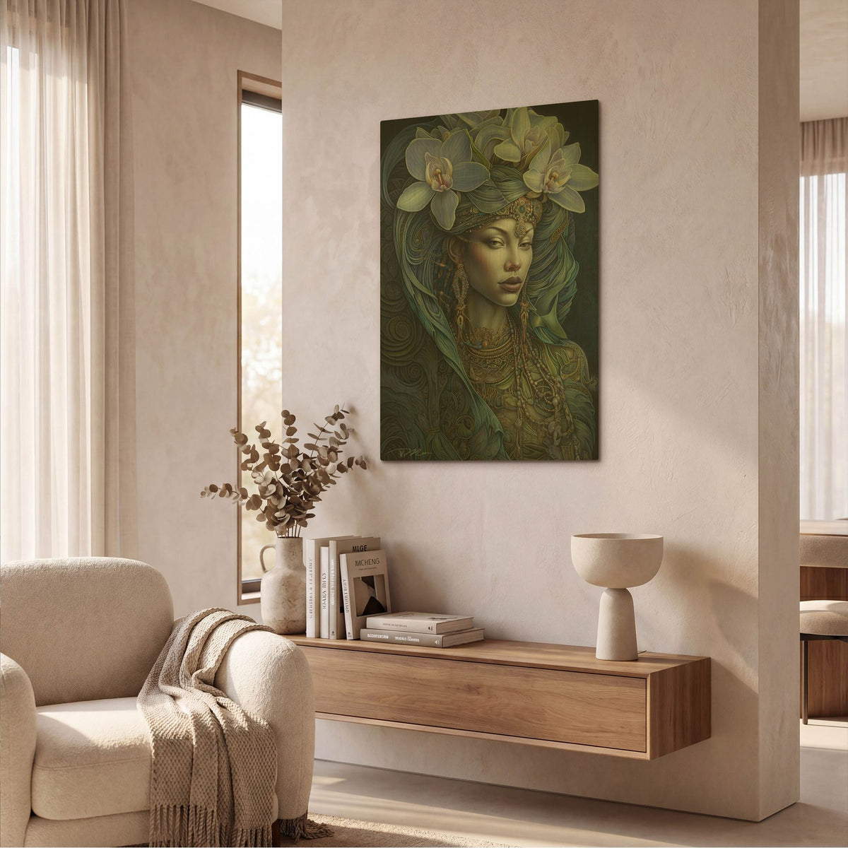 'Queen Of Flowers 5' By Momart Gold Metal Wall Art