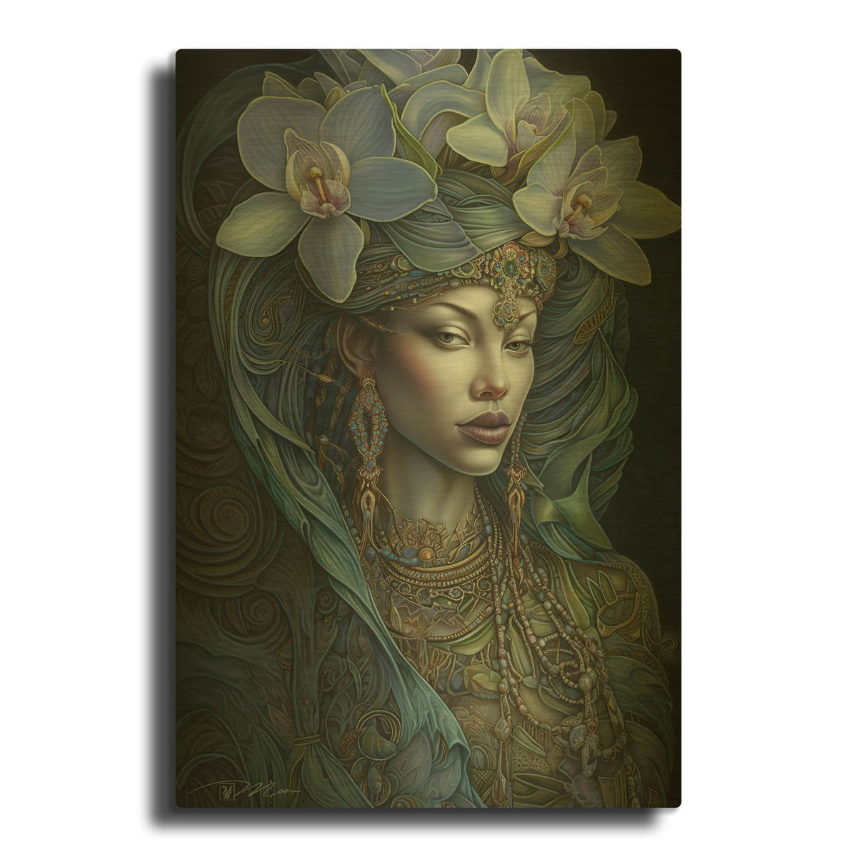 'Queen Of Flowers 5' By Momart Gold Metal Wall Art