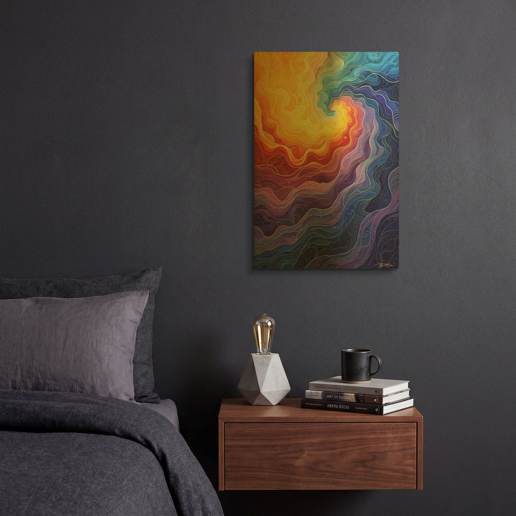 'Rainbow Clouds 1' By Momart Gold Metal Wall Art