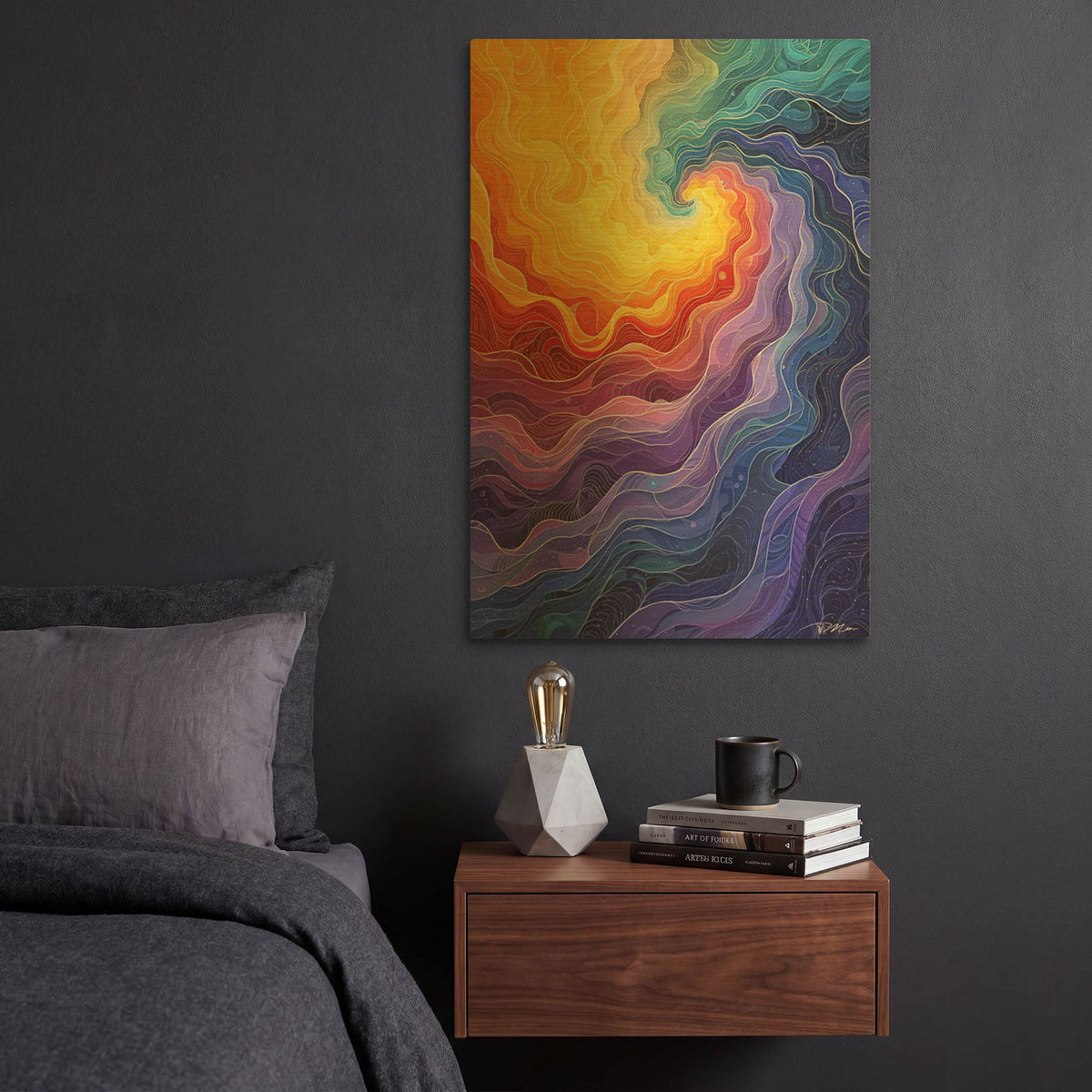 'Rainbow Clouds 1' By Momart Gold Metal Wall Art