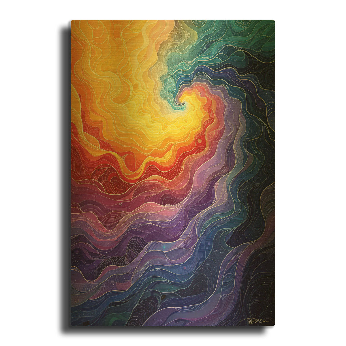 'Rainbow Clouds 1' By Momart Gold Metal Wall Art