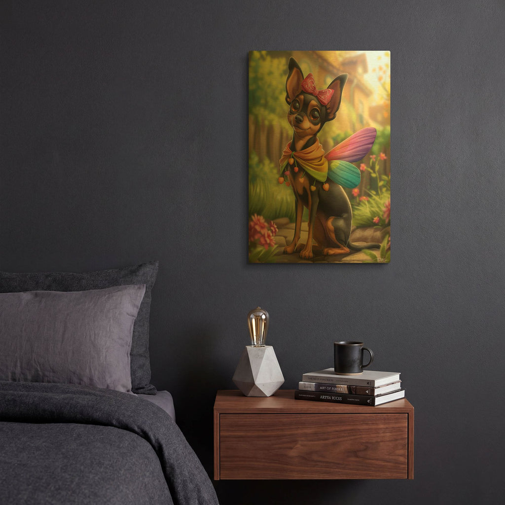 'Rainbow Pinscher 2' By Momart Gold Metal Wall Art