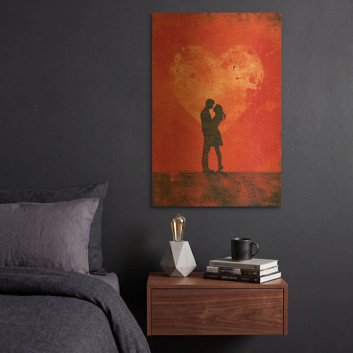 'Red Love' By Momart Gold Metal Wall Art
