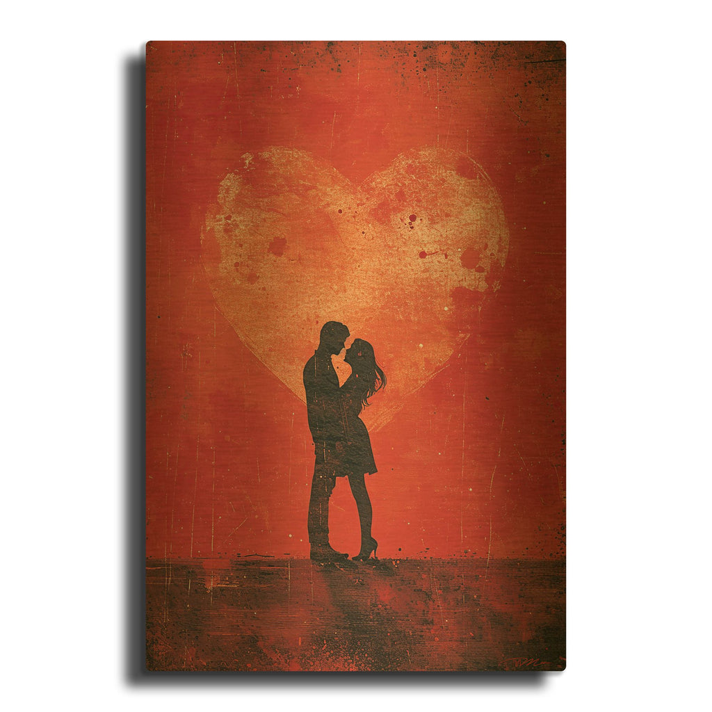 'Red Love' By Momart Gold Metal Wall Art