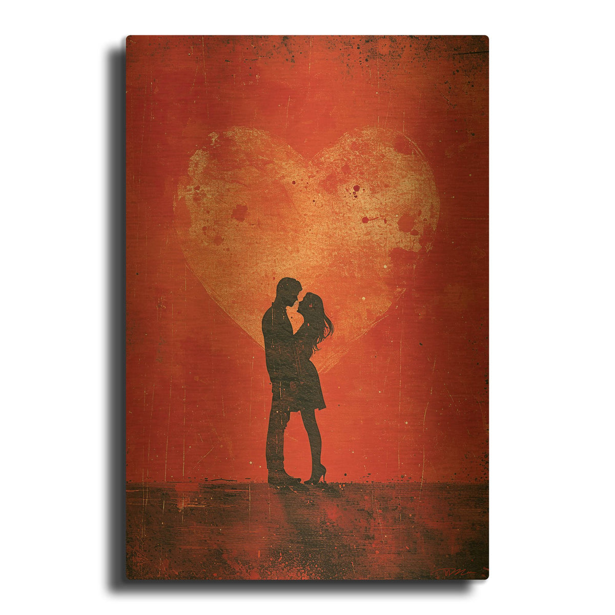 'Red Love' By Momart Gold Metal Wall Art
